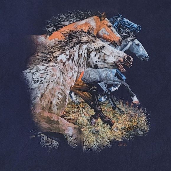 Polar Graphics Gardner Collection Running Wild Horses Tshirt in Navy Size 2XL - Picture 8 of 8